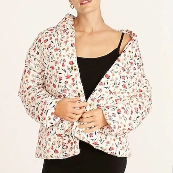 J Crew Signature Puffer Coat Floral - Picture 1 of 3